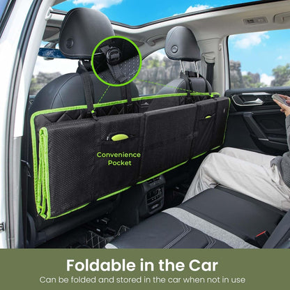Dog Car Seat Cover for Back Seat, Waterproof Leather Fabric Back Seat Extender for Dogs 52.4 * 24.4In, Foldable in the Car, Hard PVC Panels Bottom Support to 330 Lbs, for Cars/Mid-Size Suv/Small Truck